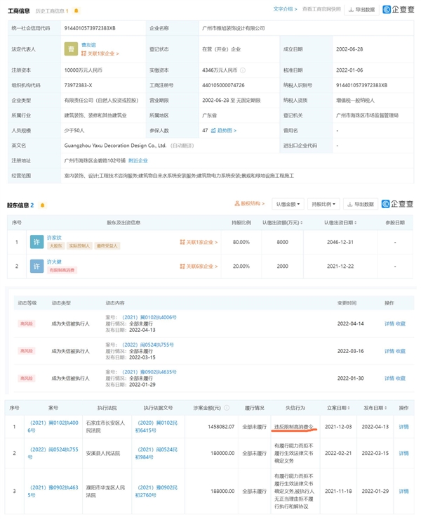 家族企業(yè)逆境 許家印哥哥的公司成“老賴”，違規(guī)限制消費(fèi)令折射管理漏洞